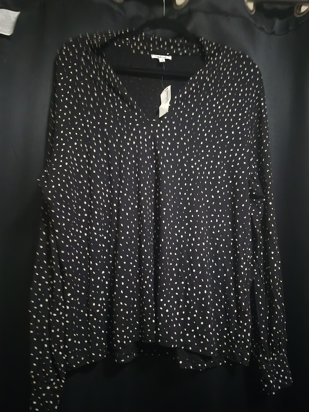 Reitmans Black Blouse with White Dot Print